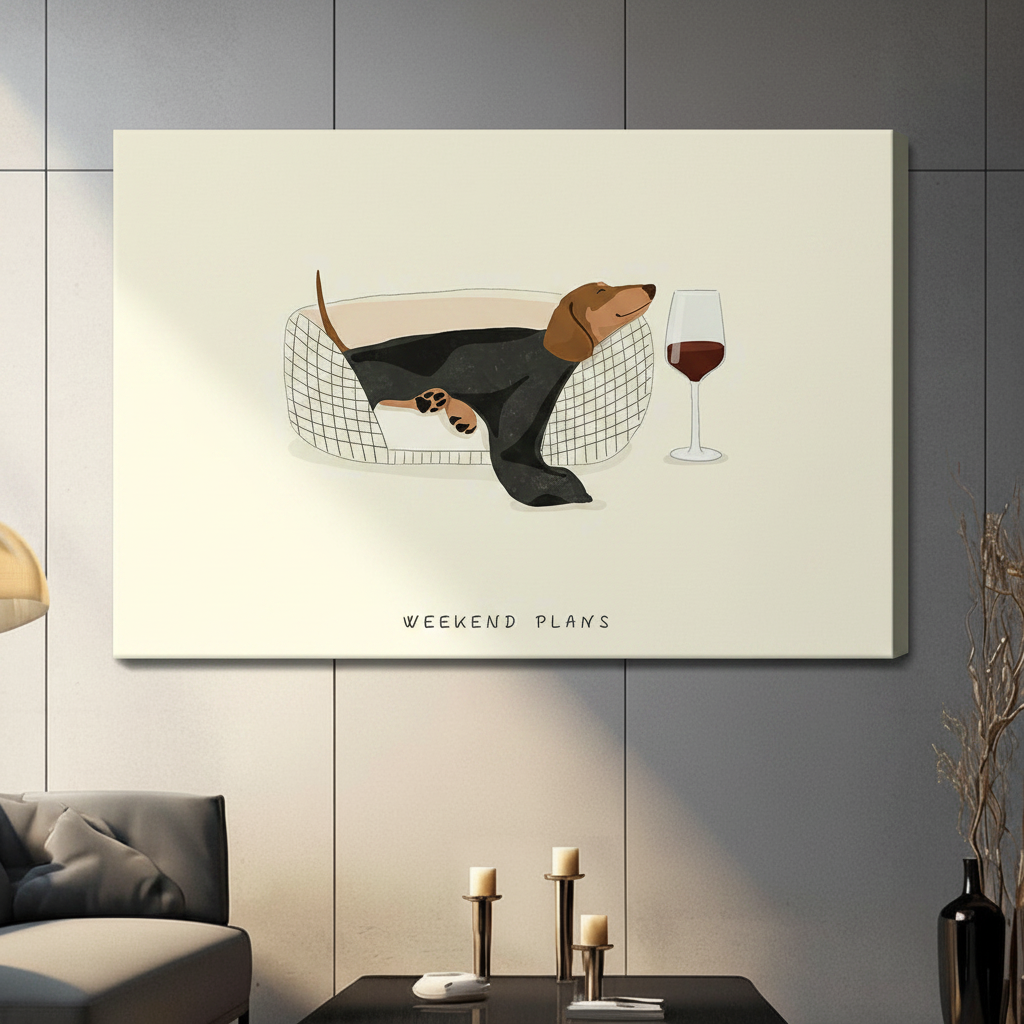 Dachshund Weekend Plans Funny Dog Canvas Art Wall Art