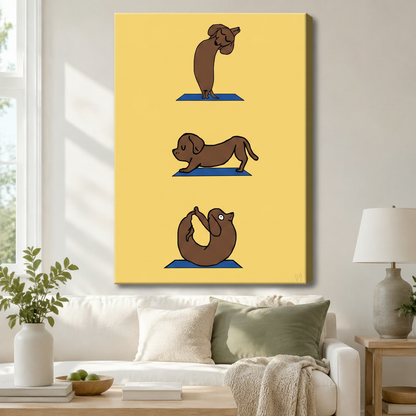 Dachshund Yoga Poses Canvas Wall Art