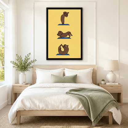 Dachshund Yoga Poses Canvas Wall Art