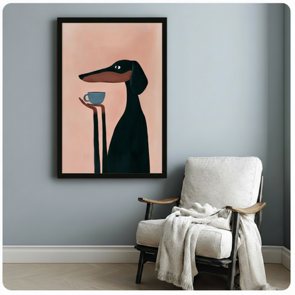 Dachshund Coffee Canvas Wall Art Print