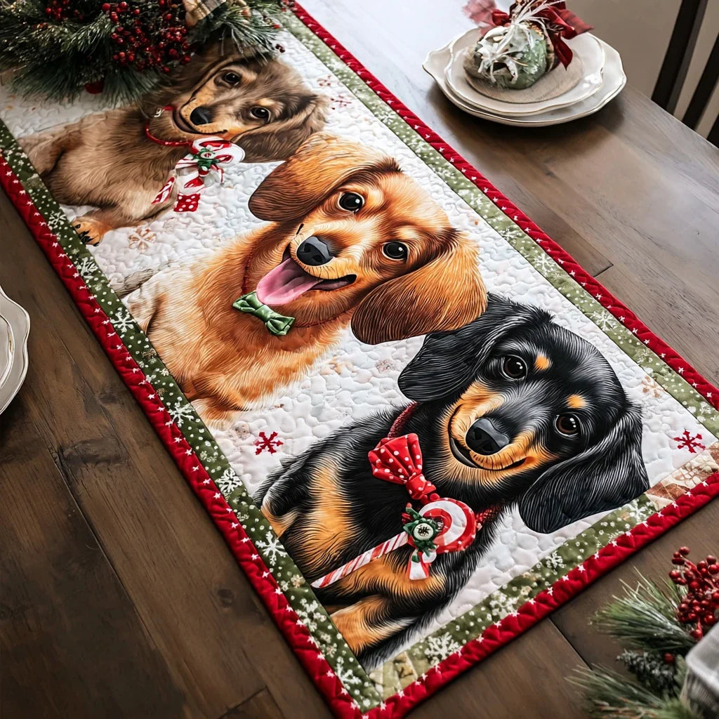Dachshunds Gathering Quilted Table Runner