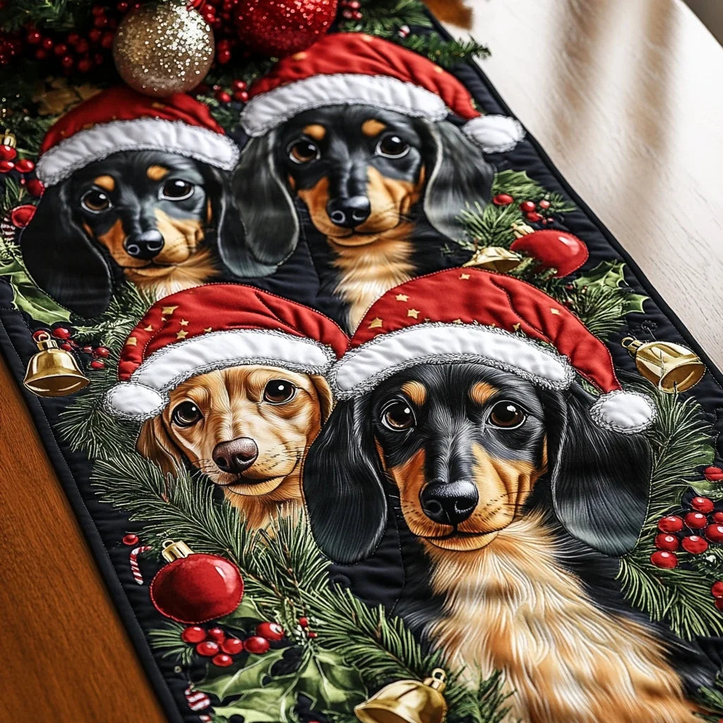 Dachshunds Holiday Quilted Table Runner