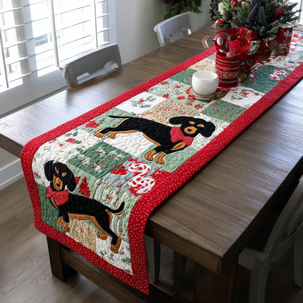 Dachshunds Joy Quilted Table Runner
