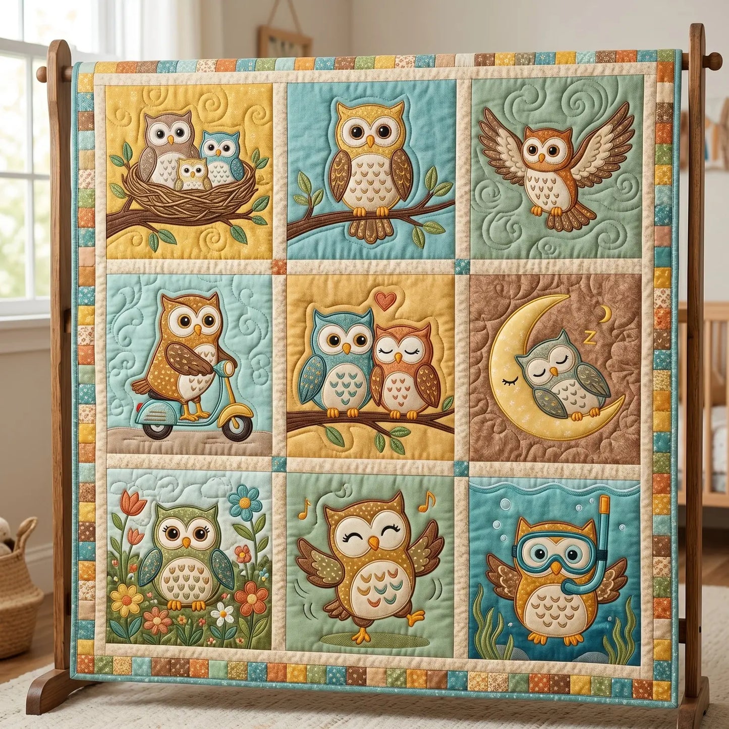 Daily Owl Quilt Blanket