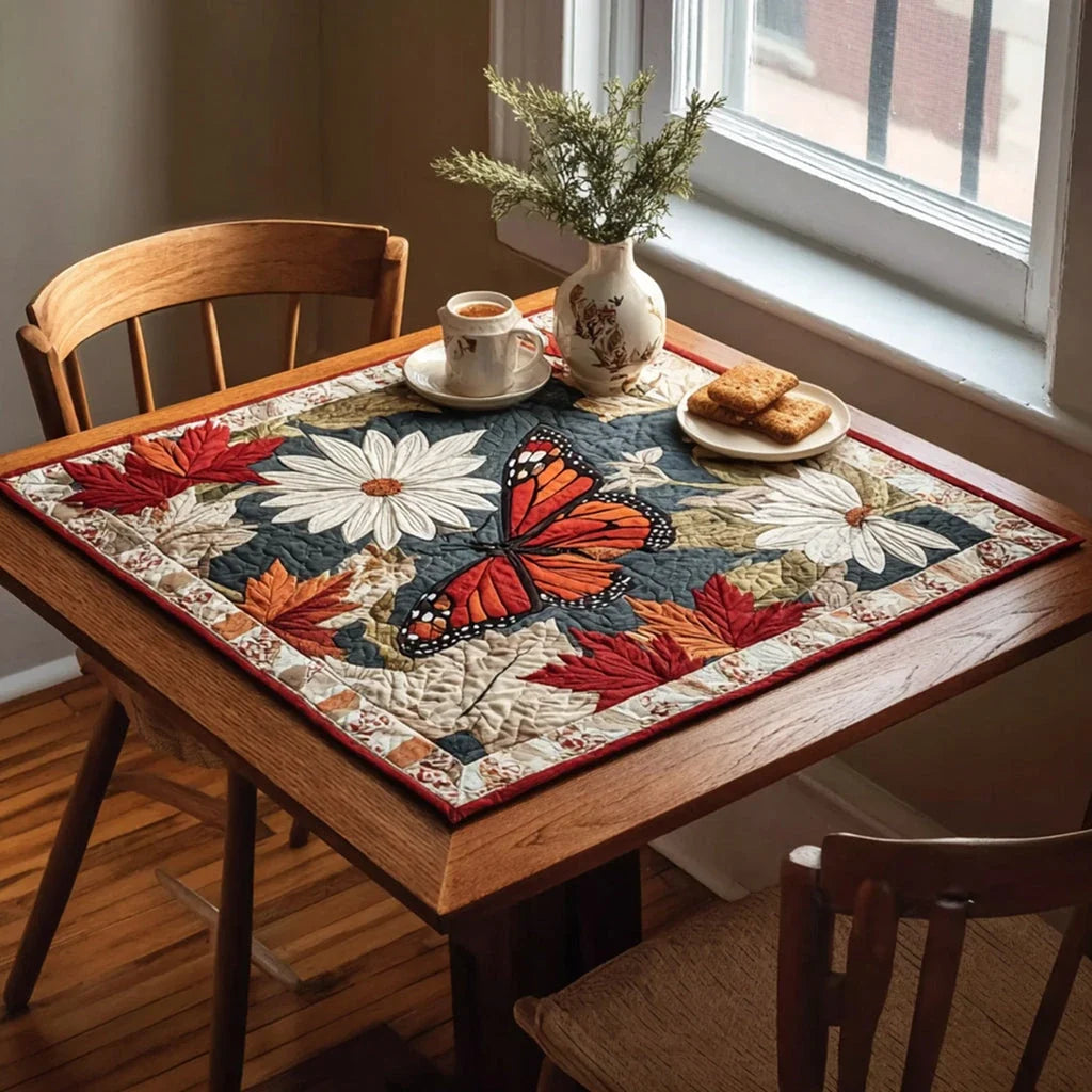Daisy Butterfly Garden Quilted Table Topper