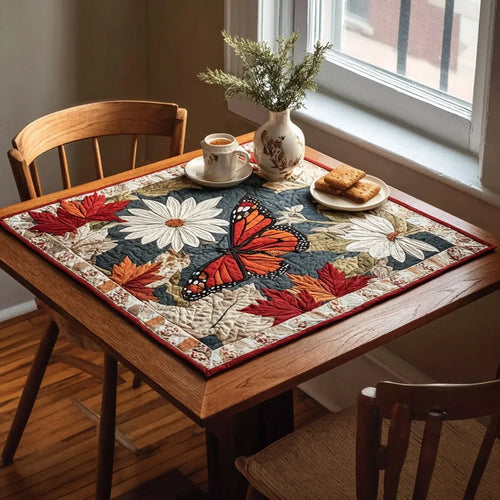 Daisy Butterfly Garden Quilted Table Topper