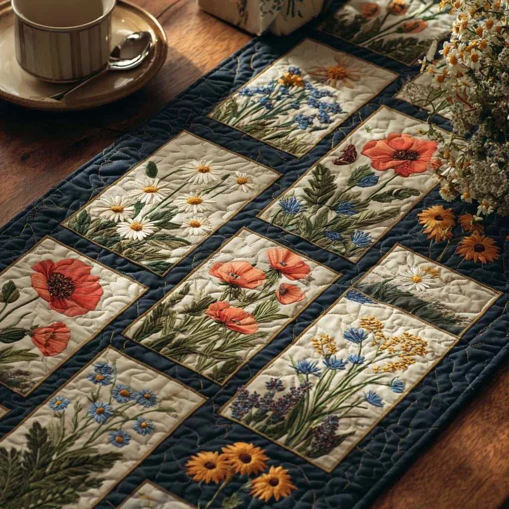 Daisy Garden Quilted Table Runner