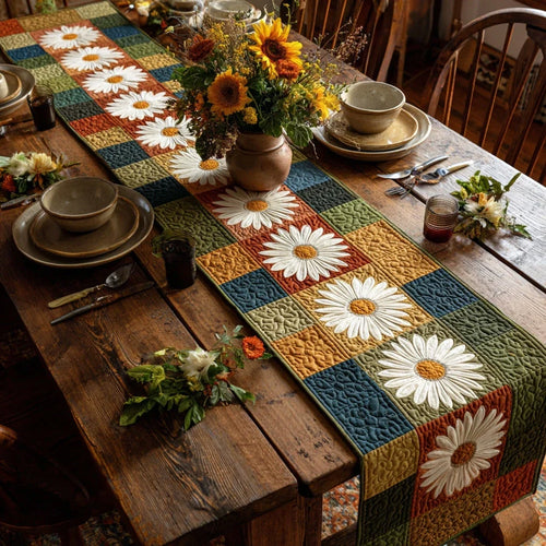Daisy Harvest Quilted Table Runner