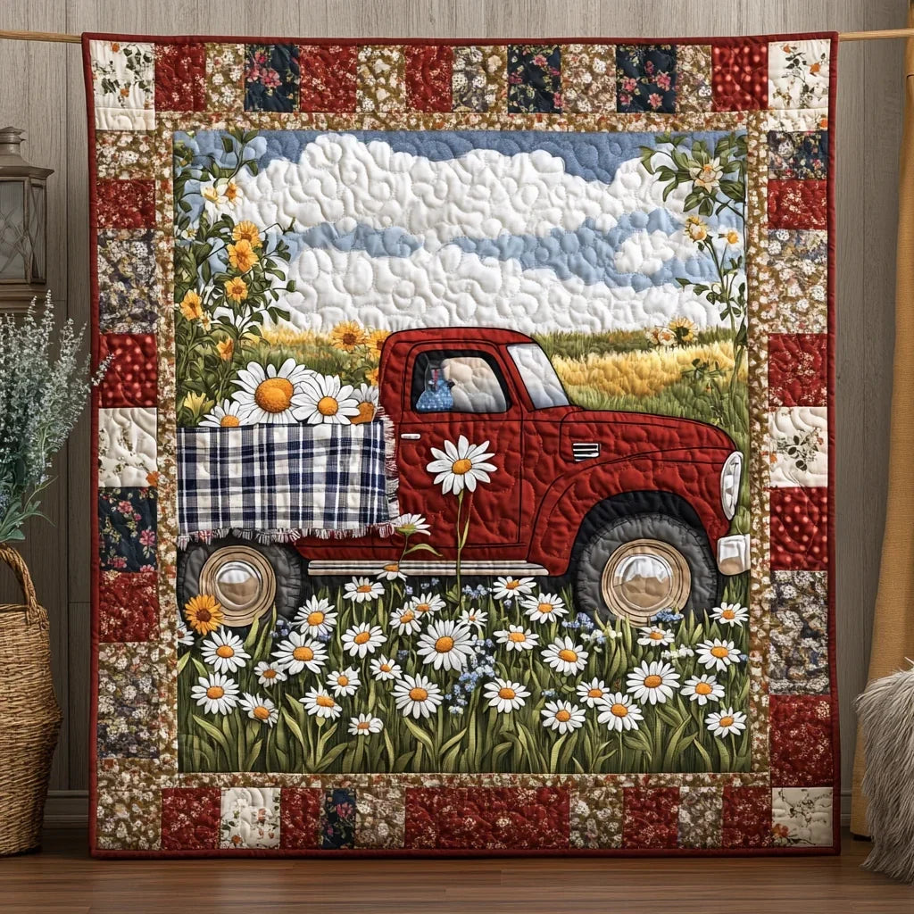 Daisy Truck Day Quilt Blanket