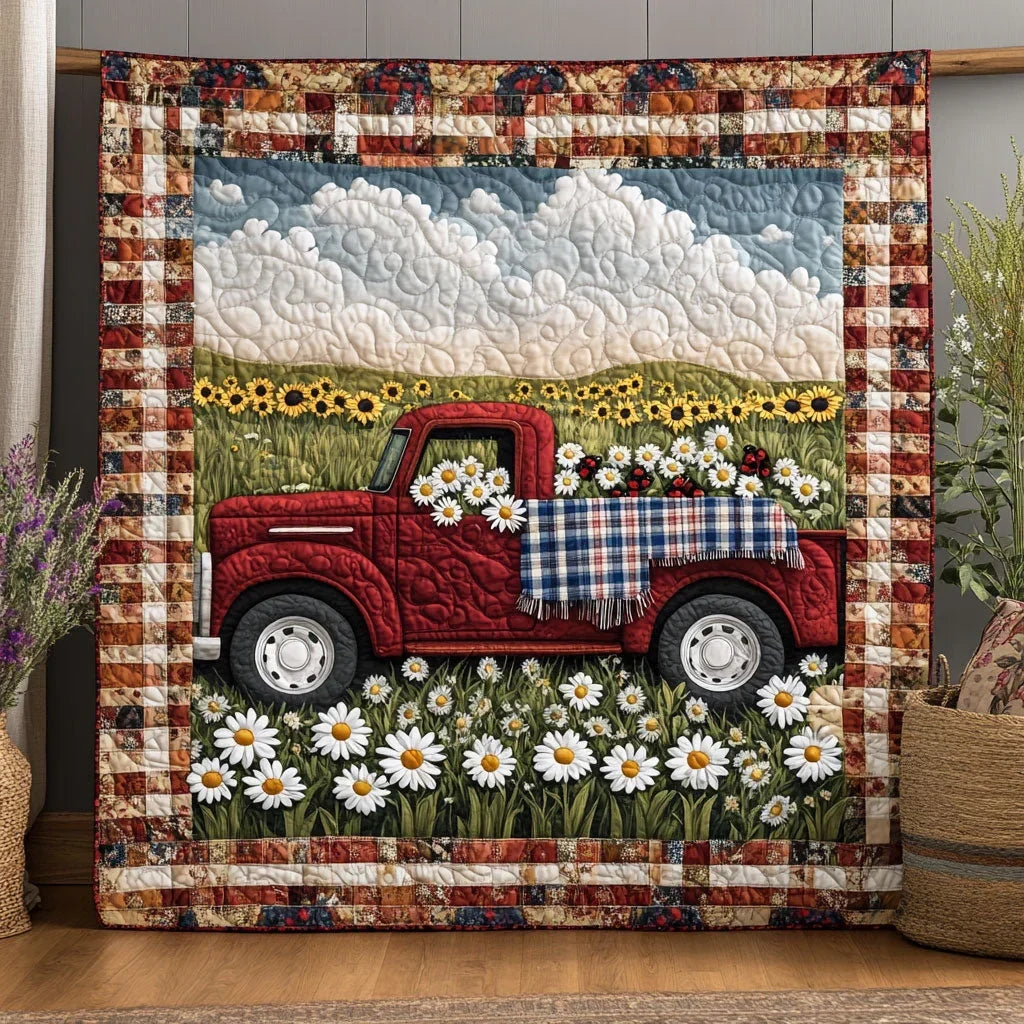 Daisy Truck Day Quilt Blanket
