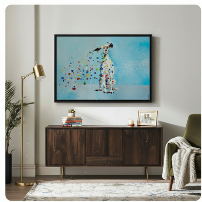 Dalmatian Colorful Dots Expressionist Canvas Wall Art