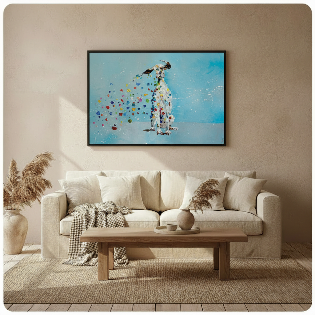 Dalmatian Colorful Dots Expressionist Canvas Wall Art