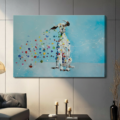 Dalmatian Colorful Dots Expressionist Canvas Wall Art