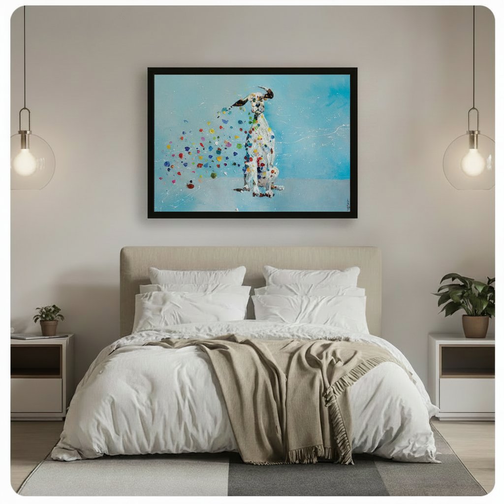 Dalmatian Colorful Dots Expressionist Canvas Wall Art
