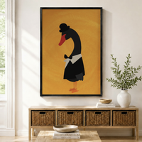 Dapper Black Swan Gentleman Framed Canvas Wall Art
