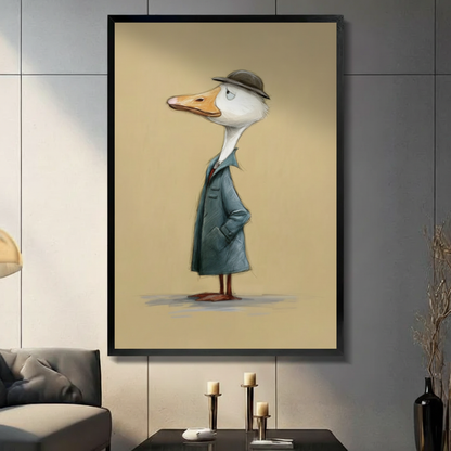 Dapper Duck Detective Funny Canvas Wall Art