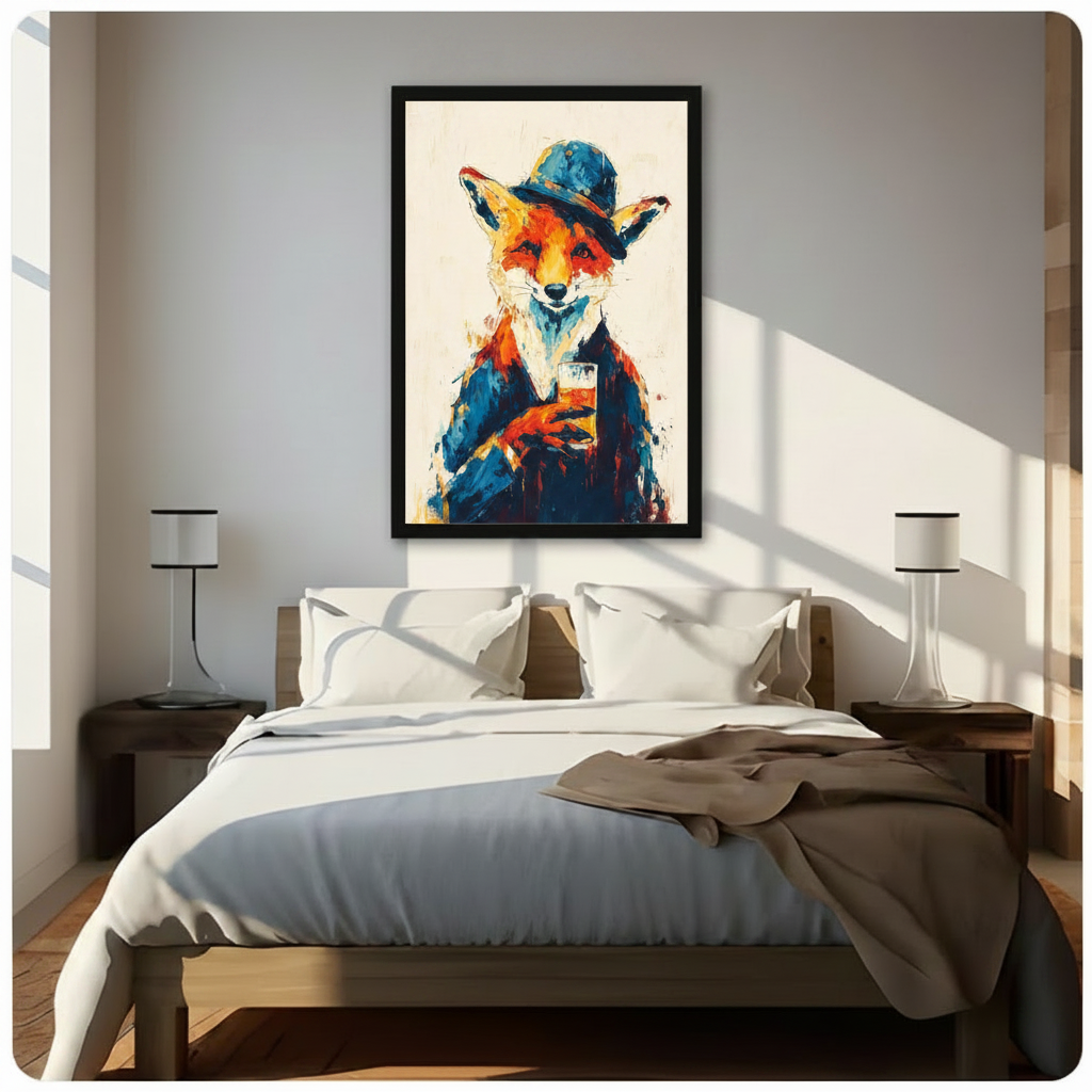 Dapper Fox Whiskey Gentleman Canvas Art Wall Art
