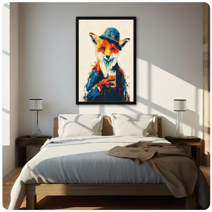 Dapper Fox Whiskey Gentleman Canvas Art Wall Art