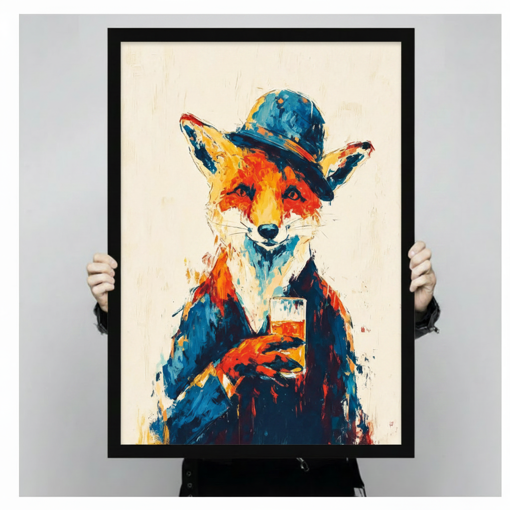 Dapper Fox Whiskey Gentleman Canvas Art Wall Art