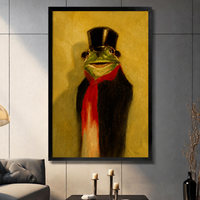 Gentleman Frog Top Hat Canvas Wall Art
