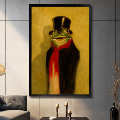 Gentleman Frog Top Hat Canvas Wall Art