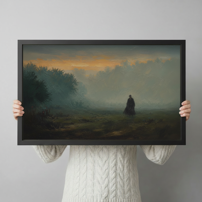Moody Solitary Figure Landscape Oil Painting Canvas