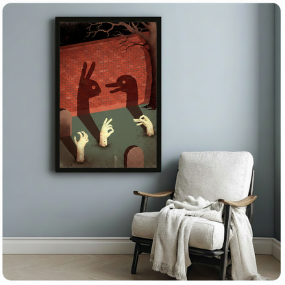 Shadow Puppet Hands Dark Surreal Canvas Wall Art