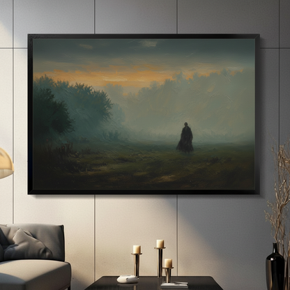 Moody Solitary Figure Landscape Oil Painting Canvas