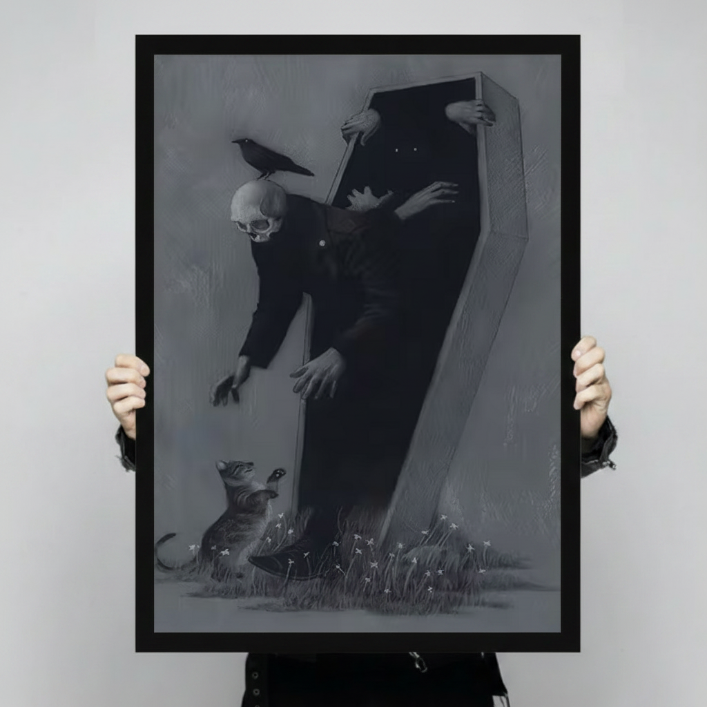 Gothic Skull Coffin Raven Dark Canvas Art Wall Art