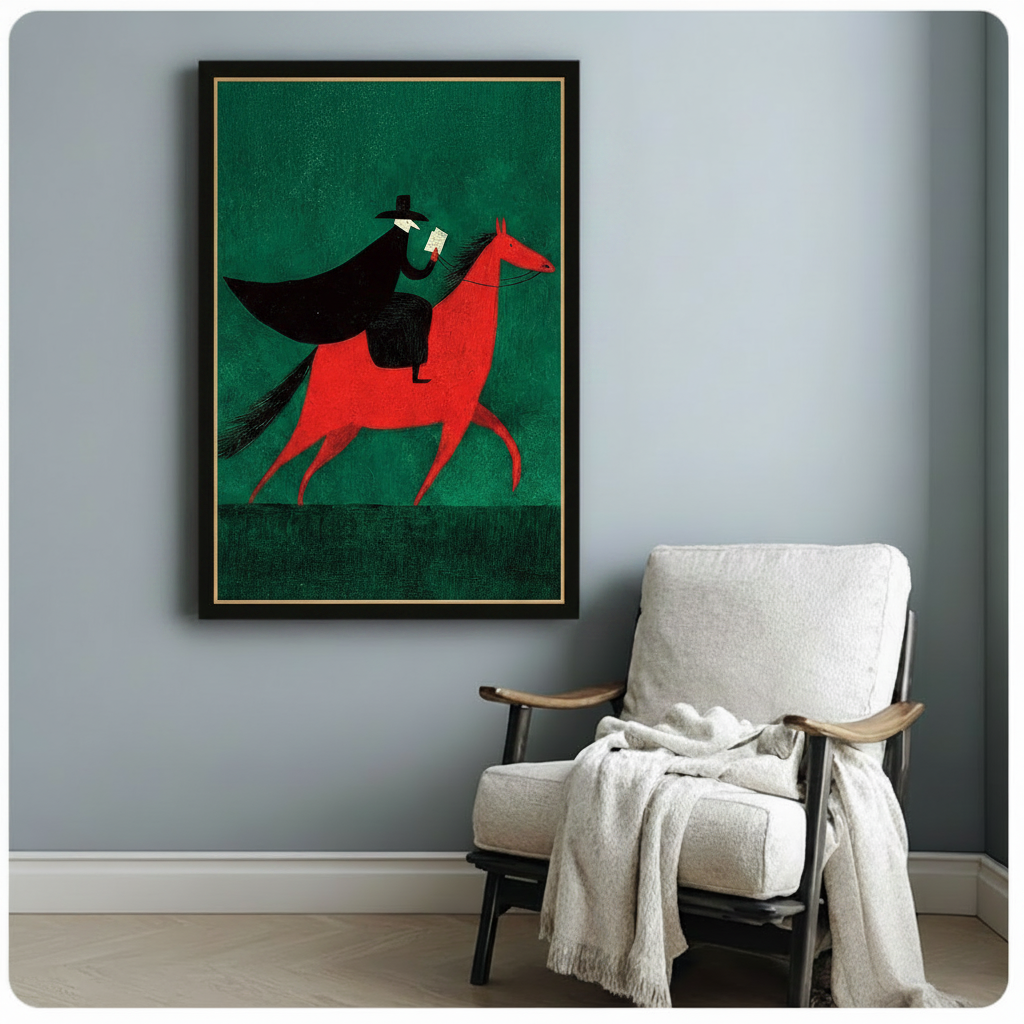 Dark Rider Minimalist Framed Canvas Wall Art
