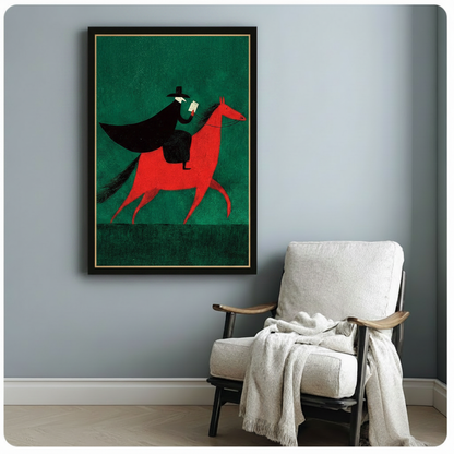 Dark Rider Minimalist Framed Canvas Wall Art