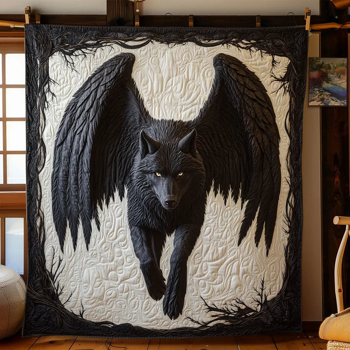 Dark Moon Rising Quilt Blanket