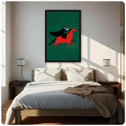 Dark Rider Minimalist Framed Canvas Wall Art