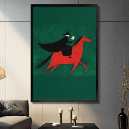Dark Rider Minimalist Framed Canvas Wall Art