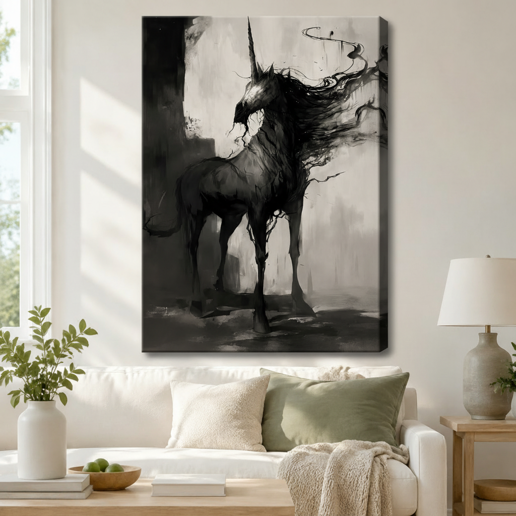 Dark Gothic Unicorn Canvas Wall Art