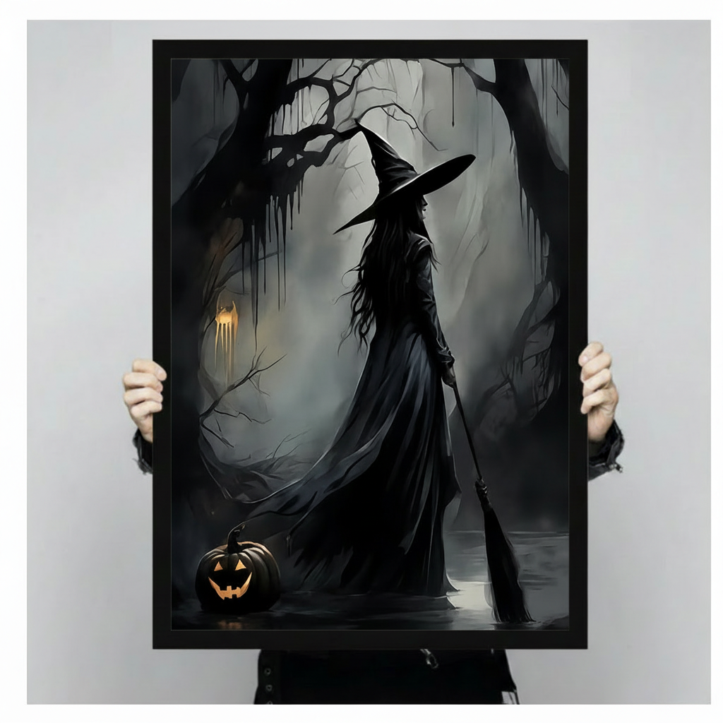 Gothic Witch Dark Forest Canvas Art Wall Art