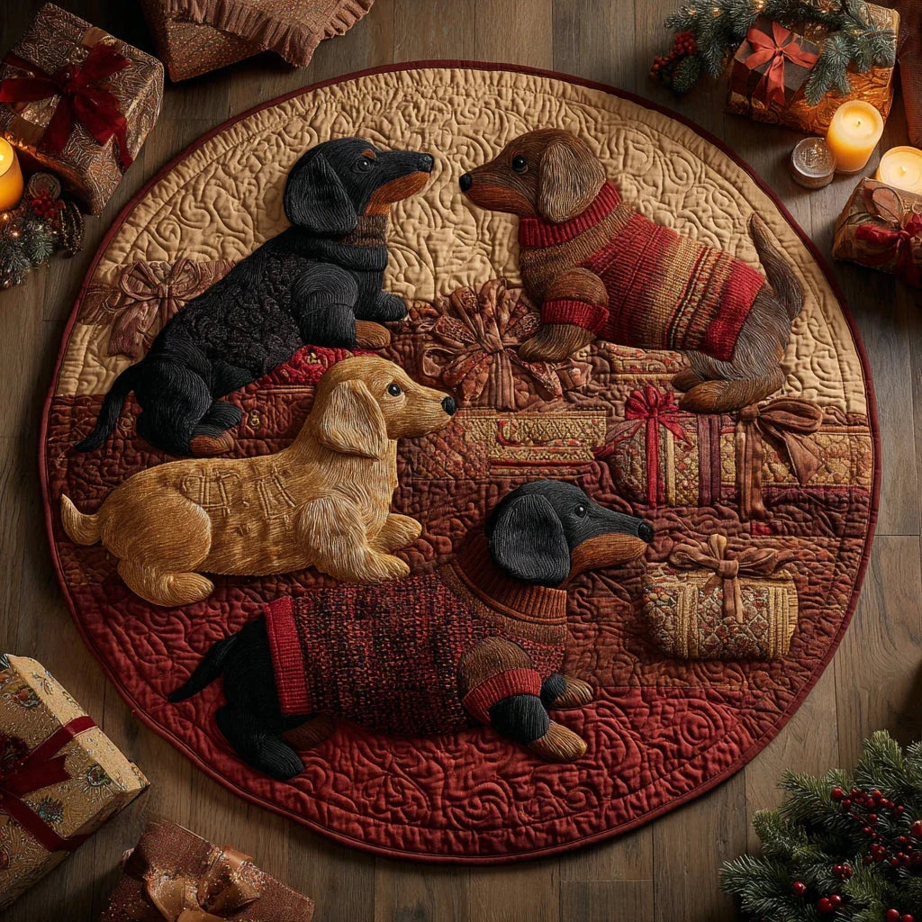 Dashing Dachshund Quilted Round Mat
