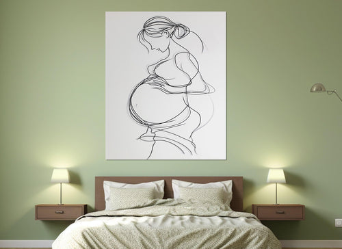 Pregnant Woman Canvas Print – Minimalist Maternity Wall Art | Ready to Hang Cotton Canvas