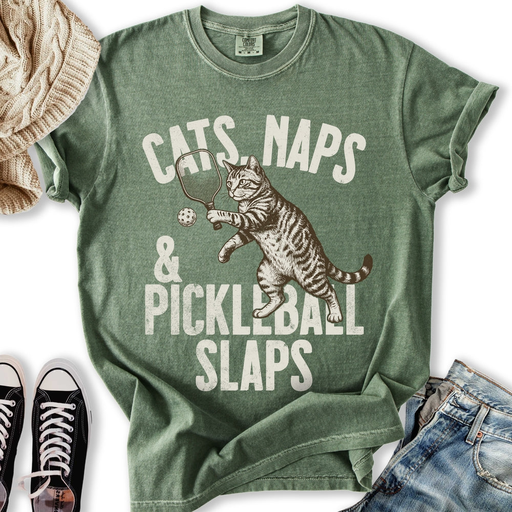 Pickleball Slaps Cat Relaxed Tee