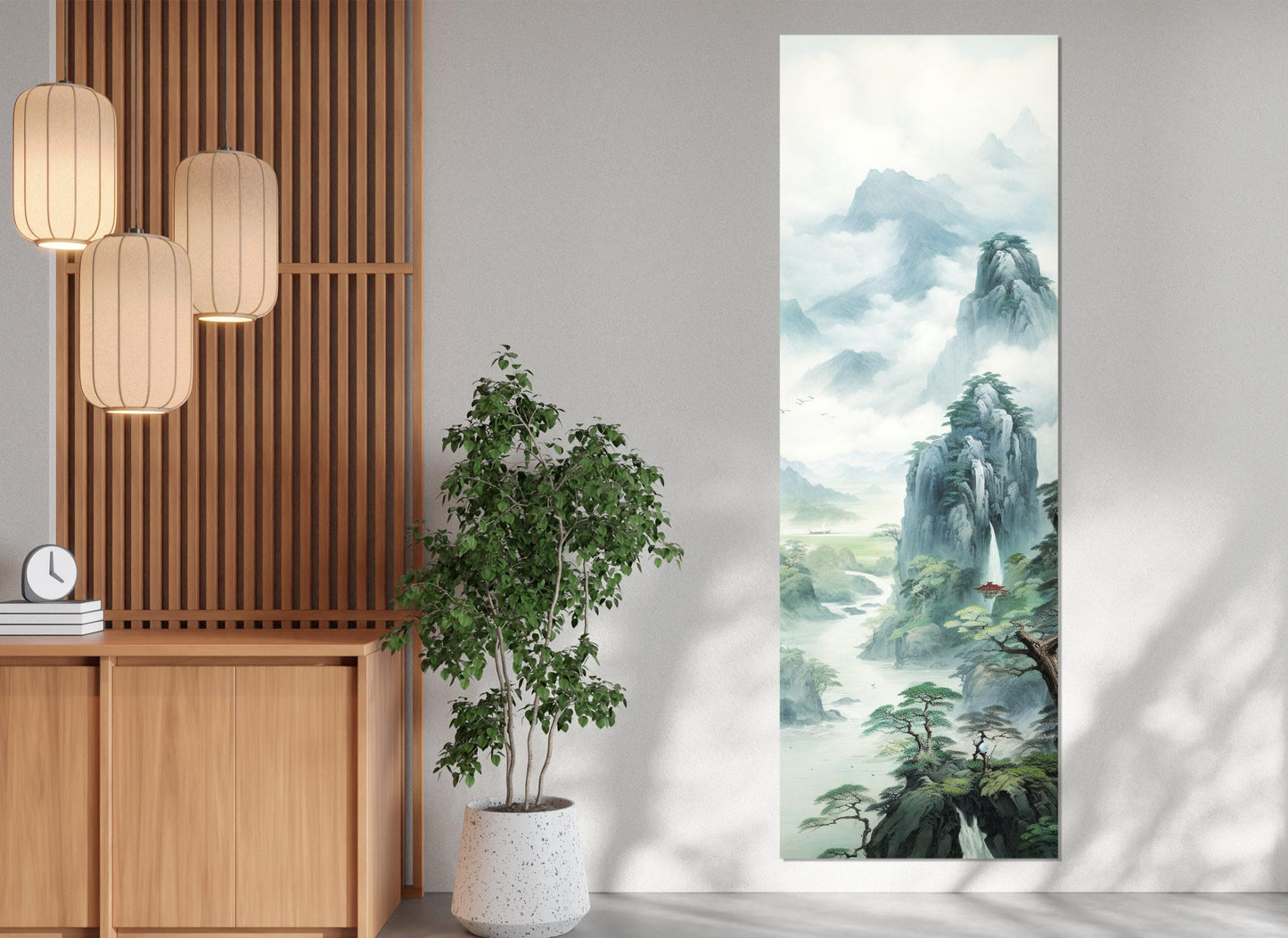 Chinese Mountains Canvas – Framed Abstract Mountain Print on Cotton Canvas, Ready to Hang