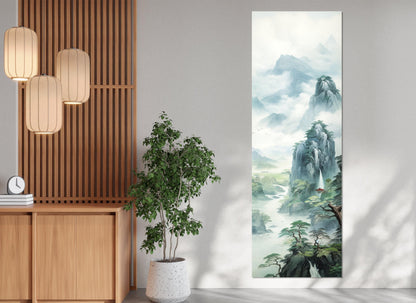 Chinese Mountains Canvas – Framed Abstract Mountain Print on Cotton Canvas, Ready to Hang