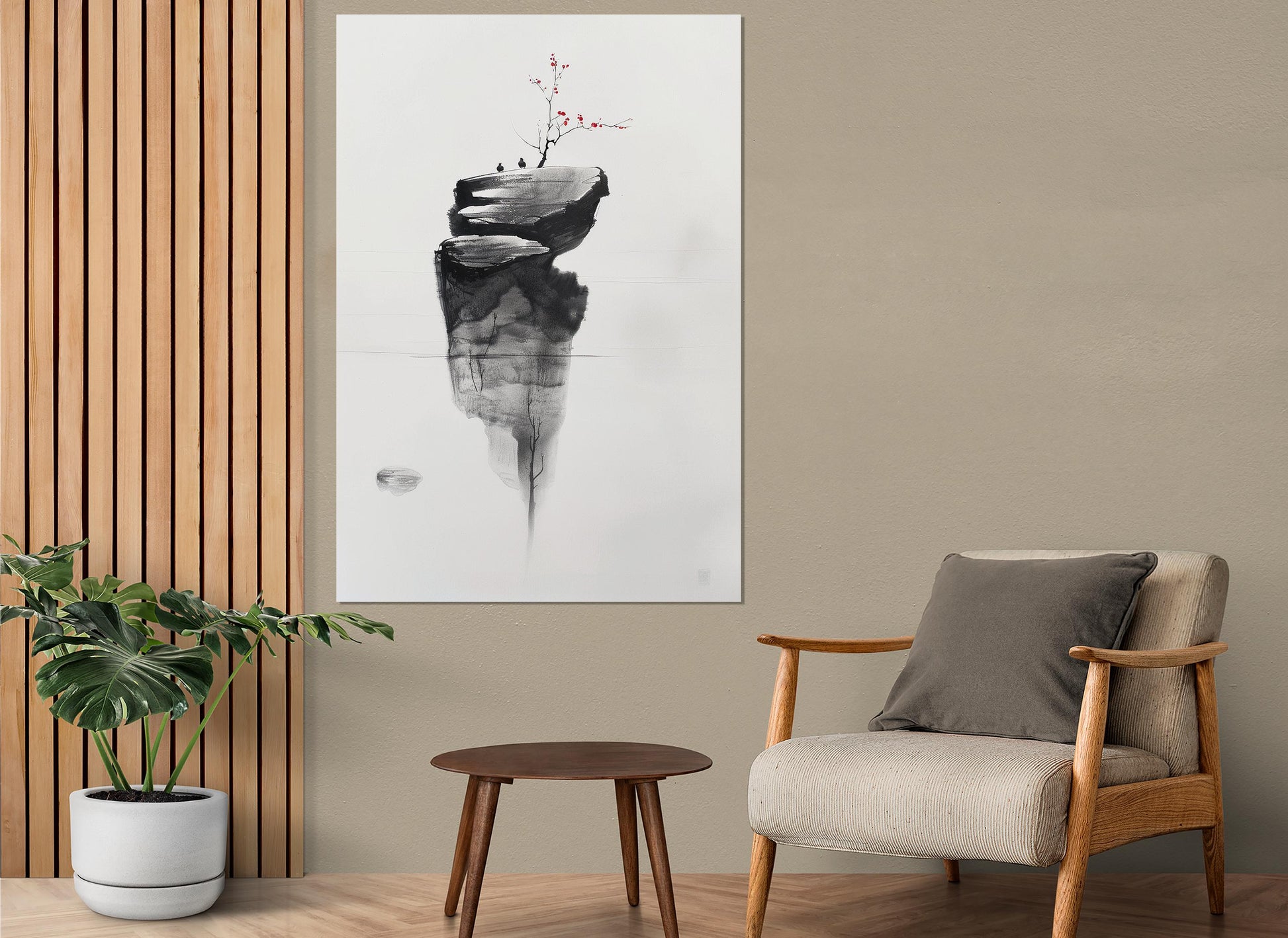 Minimalist Wall Art – Abstract Island Tree Canvas Print | Framed & Ready to Hang