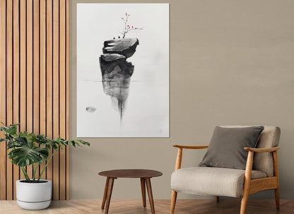 Minimalist Wall Art – Abstract Island Tree Canvas Print | Framed & Ready to Hang