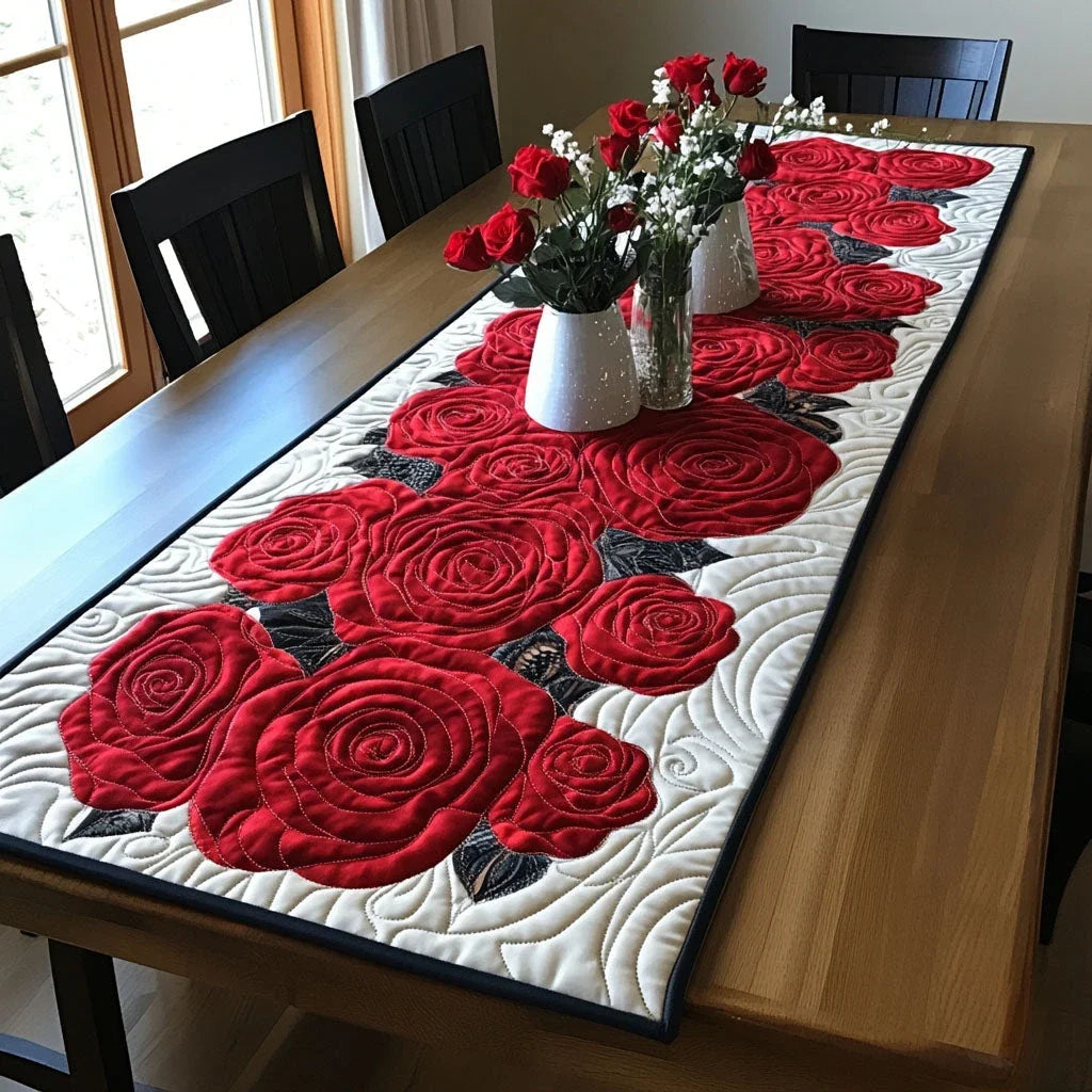 Deep Blossom Quilted Table Runner