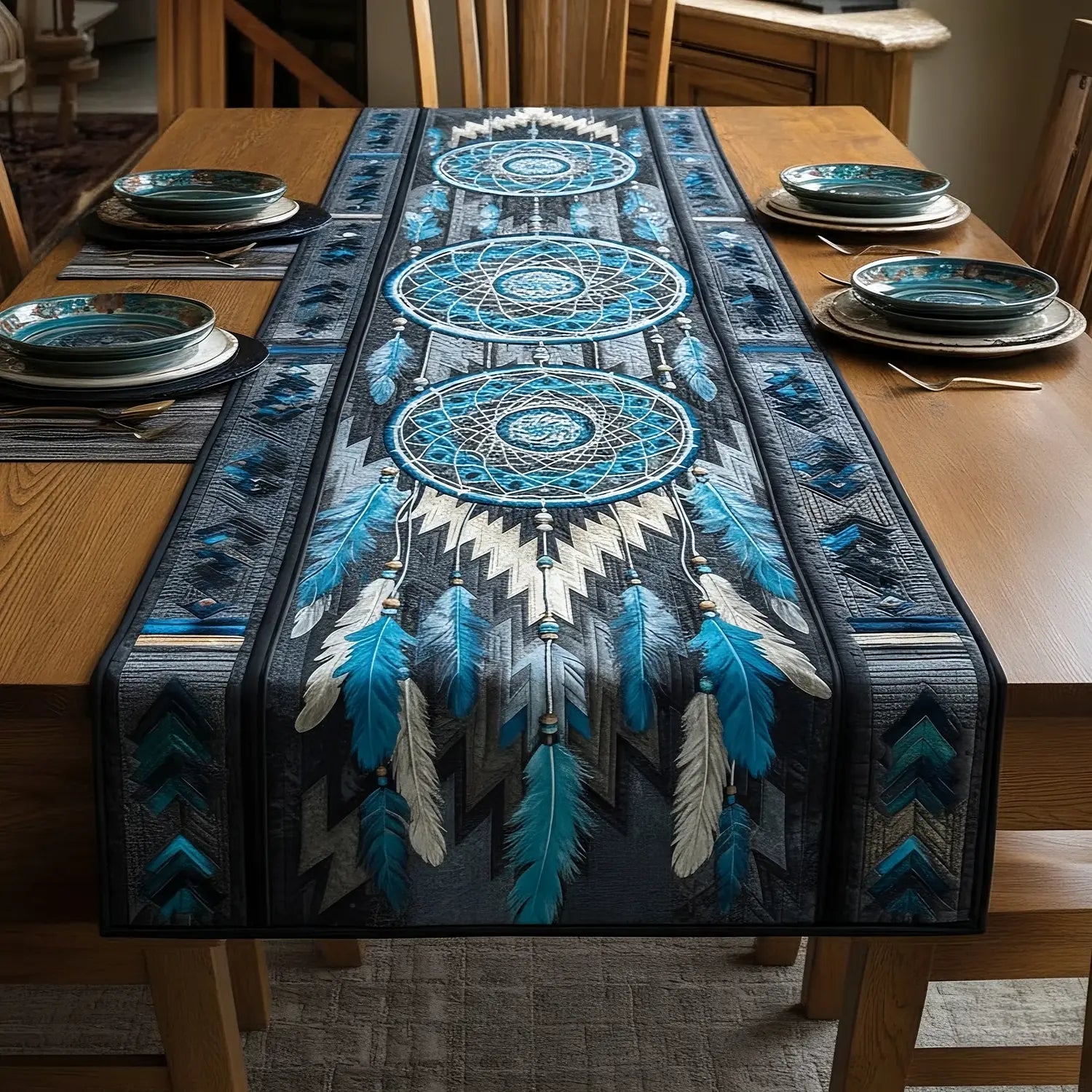 Deep Blue Canyon V2 Quilted Table Runner