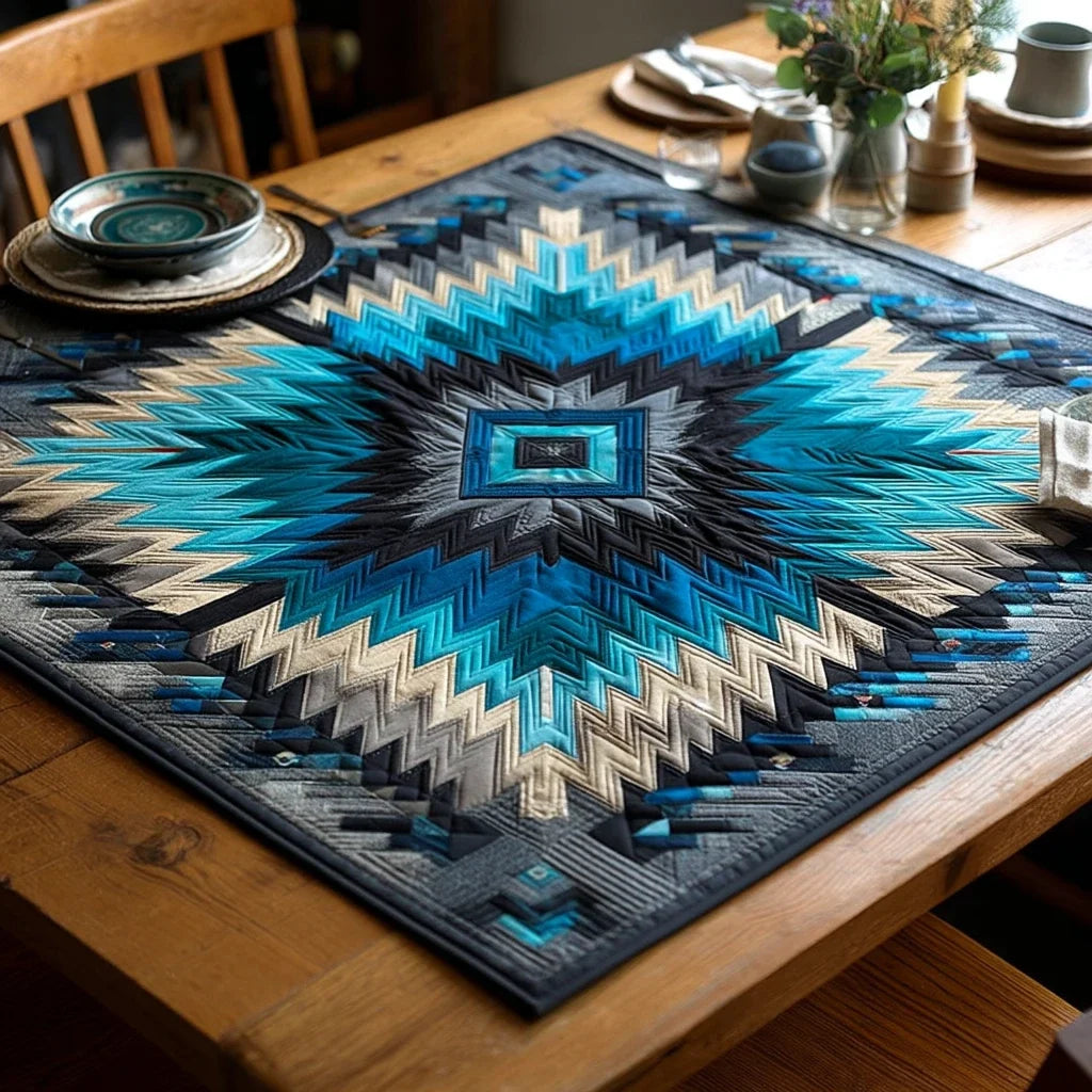 Deep Blue Crayon Quilted Table Topper