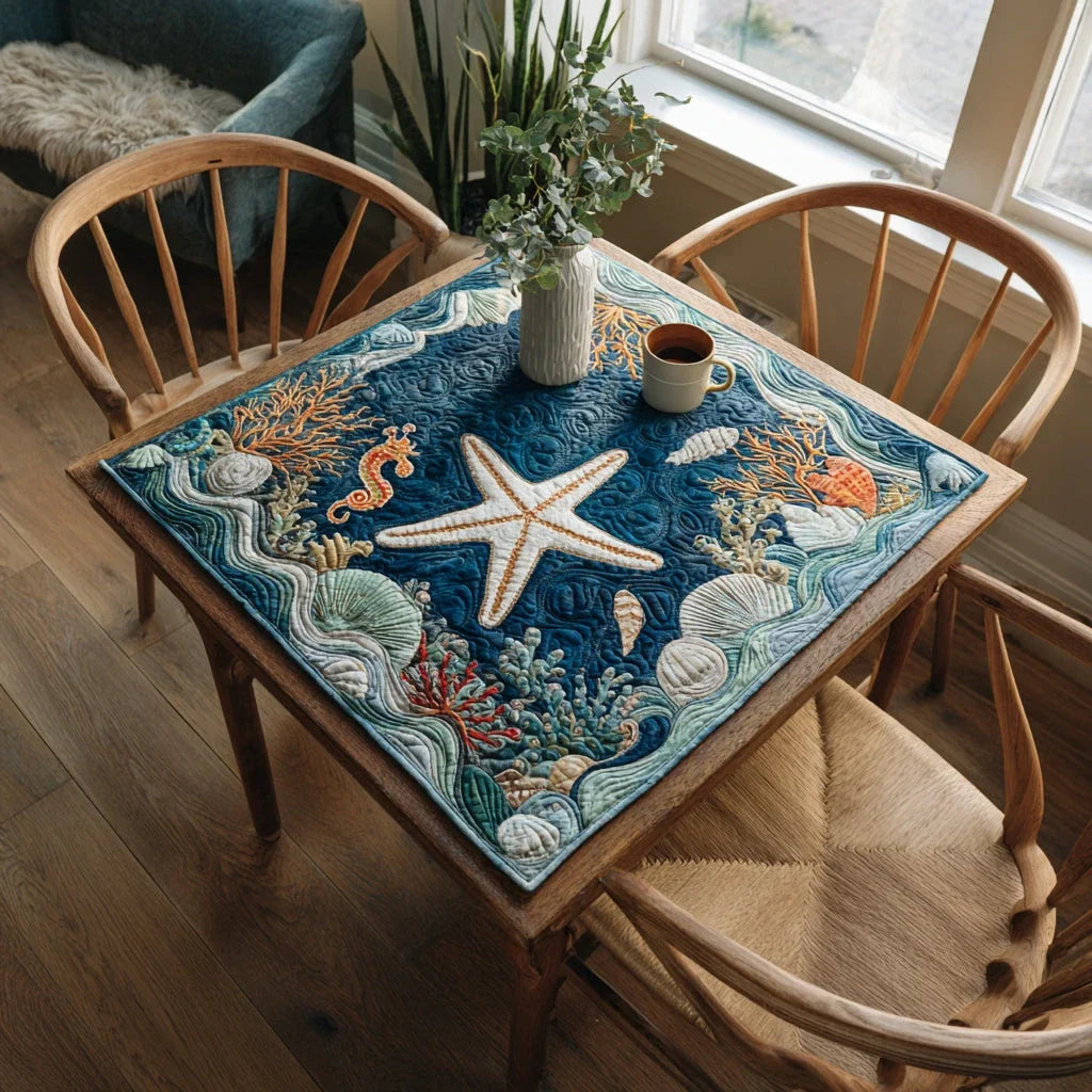 Deep Ocean Life Quilted Table Topper