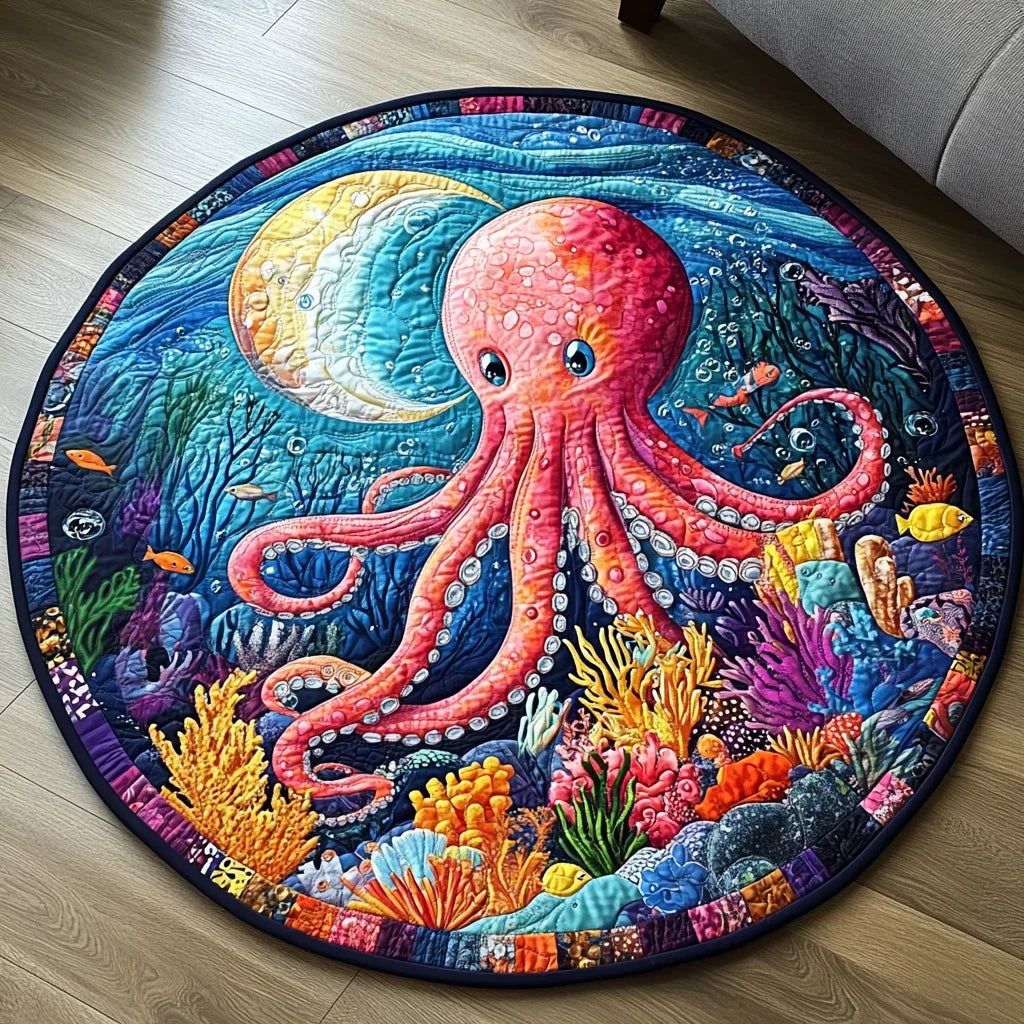 Deep Sea Whispers Quilted Round Mat
