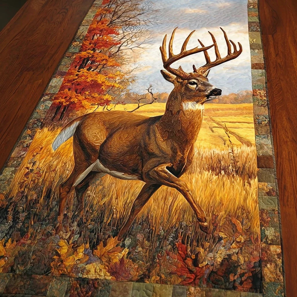 Deer Harmony Quilted Table Runner