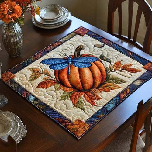 Delicate Dragonfly Glow Quilted Table Topper